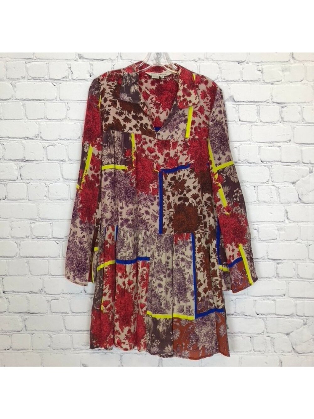 Dhruv Kapoor Arabella Patchwork Tunic Dress Size S Pockets Floral
